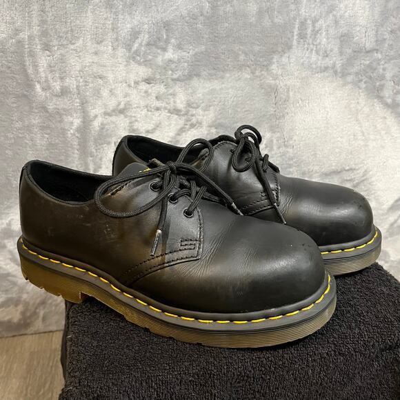 Dr Martens Steel Toe Non-Slip Black Leather Shoes 3 Eye Oxford 1461 SA SR 7 M - Picture 4 of 10